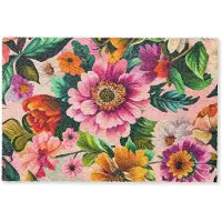 MuchoWow Deurmat 90x60 cm - Droogloopmat Bloemen - Kleurrijk - Roze - Mat voor binnen - Schoonloopmat - Deurmatten met print - Inloopmat