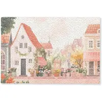 MuchoWow Deurmat 60x40 cm - Droogloopmat Bloemen - Huizen - Dorp - Mat voor binnen - Schoonloopmat - Deurmatten met print - Inloopmat