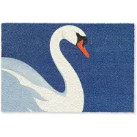 MuchoWow Deurmat 90x60 cm - Droogloopmat Zwaan - Wit - Snavel - Illustratie - Mat voor binnen - Schoonloopmat - Deurmatten met print - Inloopmat