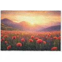 MuchoWow Deurmat 90x60 cm - Droogloopmat Landschap - Zonsondergang - Bloemenveld - Mat voor binnen - Schoonloopmat - Deurmatten met print - Inloopmat
