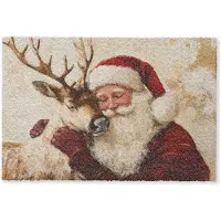 MuchoWow Deurmat 90x60 cm - Droogloopmat Kerstman - Rendier - Kerst - Christmas - Mat voor binnen - Schoonloopmat - Deurmatten met print - Inloopmat
