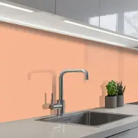 KitchenYeah Keuken achterwand 150x60 cm - Spatscherm zelfklevend Abrikoos - Roze - Pastel - Effen - Kleur - Muurbeschermer - Spatwand fornuis