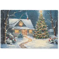 MuchoWow Deurmat 90x60 cm - Droogloopmat Kerst - Kerstboom - Winter - Huis - Sneeuw - Mat voor binnen - Schoonloopmat - Deurmatten met print - Inloopmat