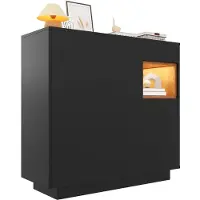 Merax Schoenenkast met Lade en LED-verlichting – Moderne Schoenenkast met Verstelbare Planken – Zwart & Hout – Voor 14-18 Paar Schoenen