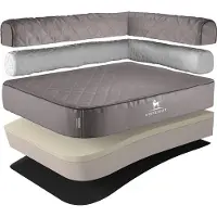 Knuffelwuff orthopedisch hoekhondenbed Winslow van laser-gewatteerd kunstleer XXL 120 x 80cm Leuning rechts