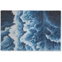 MuchoWow Deurmat 60x40 cm - Droogloopmat Golven - Blauw - Schuim - Mat voor binnen - Schoonloopmat - Deurmatten met print - Inloopmat