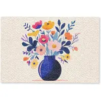 MuchoWow Deurmat 90x60 cm - Droogloopmat Vaas - Bloemen - Boeket - Mat voor binnen - Schoonloopmat - Deurmatten met print - Inloopmat