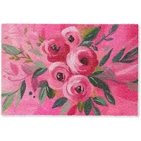MuchoWow Deurmat 60x40 cm - Droogloopmat Bloemen - Verf - Roze - Mat voor binnen - Schoonloopmat - Deurmatten met print - Inloopmat