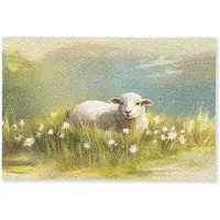 MuchoWow Deurmat 60x40 cm - Droogloopmat Schaap - Weide - Groen - Mat voor binnen - Schoonloopmat - Deurmatten met print - Inloopmat