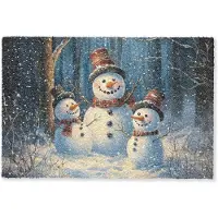 MuchoWow Deurmat 60x40 cm - Droogloopmat Sneeuwpop - Sneeuw - Winter - Bos - Mat voor binnen - Schoonloopmat - Deurmatten met print - Inloopmat