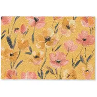MuchoWow Deurmat 60x40 cm - Droogloopmat Bloemen - Geschilderd - Geel - Mat voor binnen - Schoonloopmat - Deurmatten met print - Inloopmat