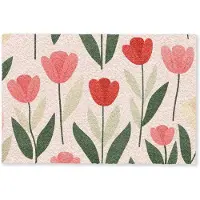 MuchoWow Deurmat 60x40 cm - Droogloopmat Tulpen - Modern - Roze - Mat voor binnen - Schoonloopmat - Deurmatten met print - Inloopmat