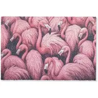 MuchoWow Deurmat 90x60 cm - Droogloopmat Flamingo - Roze - Dieren - Mat voor binnen - Schoonloopmat - Deurmatten met print - Inloopmat