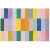 MuchoWow Deurmat 90x60 cm - Droogloopmat Stroken - Blauw - Patroon - Abstract - Mat voor binnen - Schoonloopmat - Deurmatten met print - Inloopmat