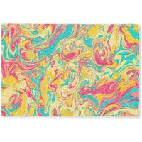MuchoWow Deurmat 90x60 cm - Droogloopmat Geel - Roze - Blauw - Retro - Mat voor binnen - Schoonloopmat - Deurmatten met print - Inloopmat