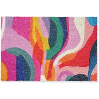 MuchoWow Deurmat 90x60 cm - Droogloopmat Vormen - Golvend - Abstract - Felroze - Mat voor binnen - Schoonloopmat - Deurmatten met print - Inloopmat