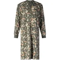 Lunatex - warm dames nachthemd 224188 - aangeruwd interlock - green flower print - maat S