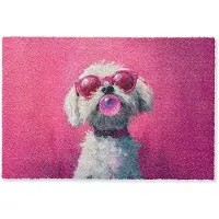 MuchoWow Deurmat 60x40 cm - Droogloopmat Pink - Hond - Bubbel - Mat voor binnen - Schoonloopmat - Deurmatten met print - Inloopmat