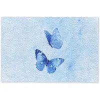 MuchoWow Deurmat 60x40 cm - Droogloopmat Vlinders - Sierlijk - Blauw - Mat voor binnen - Schoonloopmat - Deurmatten met print - Inloopmat