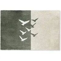 MuchoWow Deurmat 60x40 cm - Droogloopmat Japandi - Vogel - Groen - Mat voor binnen - Schoonloopmat - Deurmatten met print - Inloopmat