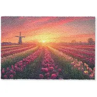 MuchoWow Deurmat 60x40 cm - Droogloopmat Windmolen - Zonsondergang - Landschap - Mat voor binnen - Schoonloopmat - Deurmatten met print - Inloopmat