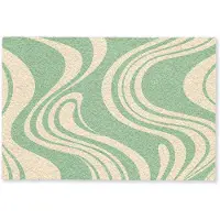 MuchoWow Deurmat 60x40 cm - Droogloopmat Golvende lijnen - Mintgroen - Dansende vormen - Mat voor binnen - Schoonloopmat - Deurmatten met print - Inloopmat