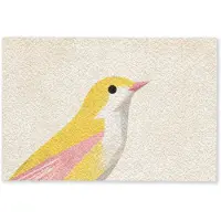 MuchoWow Deurmat 90x60 cm - Droogloopmat Vogel - Minimalistisch - Geel - Mat voor binnen - Schoonloopmat - Deurmatten met print - Inloopmat