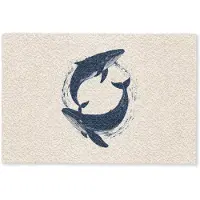 MuchoWow Deurmat 60x40 cm - Droogloopmat Walvissen - Spetters - Cirkel - Donkerblauw - Mat voor binnen - Schoonloopmat - Deurmatten met print - Inloopmat