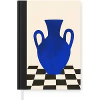 MuchoWow Notitieboek - Schrijfboek - Vaas - Blauw - Geblokt - Modern - Notitieboekje klein - A5 formaat - Schrijfblok