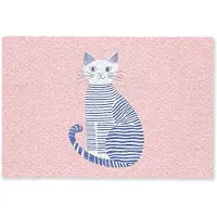 MuchoWow Deurmat 60x40 cm - Droogloopmat Kat - Illustratie - Minimalistisch - Roze - Mat voor binnen - Schoonloopmat - Deurmatten met print - Inloopmat