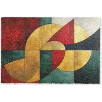 MuchoWow Deurmat 60x40 cm - Droogloopmat Abstract - Kerst - Goud - Rood - Groen - Mat voor binnen - Schoonloopmat - Deurmatten met print - Inloopmat