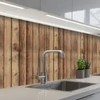 KitchenYeah Keuken achterwand 300x60 cm - Spatscherm zelfklevend Hout - Brocante - Patronen - Muurbeschermer - Spatwand fornuis