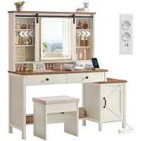 Vasagle LIRY Collectie - Kaptafel met Spiegel en Verlichting voor Slaapkamer