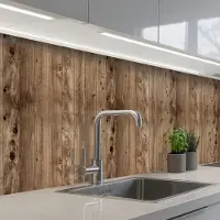 KitchenYeah Keuken achterwand 400x80 cm - Spatscherm zelfklevend Eikenhout - Patronen - Planken - Muurbeschermer - Spatwand fornuis