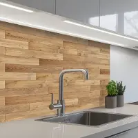 KitchenYeah Keuken achterwand 80x60 cm - Spatscherm zelfklevend Patroon - Parket - Patronen - Muurbeschermer - Spatwand fornuis