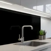 KitchenYeah Keuken achterwand 80x60 cm - Spatscherm zelfklevend Zwart - Effen kleur - Muurbeschermer - Spatwand fornuis