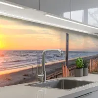 KitchenYeah Keuken achterwand 450x60 cm - Spatscherm zelfklevend Strand - Zee - Duin - Zonsondergang - Landschap - Muurbeschermer - Spatwand fornuis