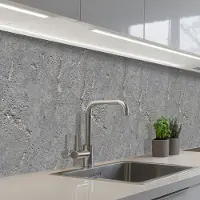 KitchenYeah Keuken achterwand 500x80 cm - Spatscherm zelfklevend Beton - Patronen - Steen - Muurbeschermer - Spatwand fornuis