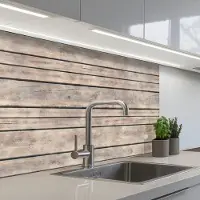 KitchenYeah Keuken achterwand 80x60 cm - Spatscherm zelfklevend Brocante - Patronen - Hout - Planken - Muurbeschermer - Spatwand fornuis