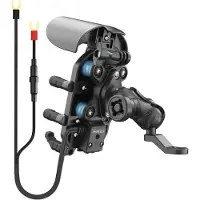 Phreeze Telefoonhouder Motor - Draadloos Opladen 15W - Spiegelmontage - Zonneklep - Anti-Diefstal - Trillingsvrij - Waterdicht - Universeel - Zwart