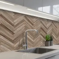 KitchenYeah Keuken achterwand 150x80 cm - Spatscherm zelfklevend Patronen - Hout - Bruin - Muurbeschermer - Spatwand fornuis