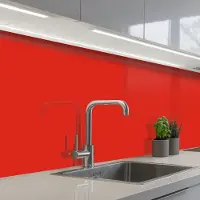 KitchenYeah Keuken achterwand 300x60 cm - Spatscherm zelfklevend Rood - Kleur - Effen - Muurbeschermer - Spatwand fornuis