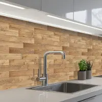 KitchenYeah Keuken achterwand 400x80 cm - Spatscherm zelfklevend Patroon - Parket - Patronen - Muurbeschermer - Spatwand fornuis