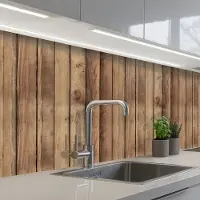 KitchenYeah Keuken achterwand 200x60 cm - Spatscherm zelfklevend Hout - Brocante - Patronen - Muurbeschermer - Spatwand fornuis
