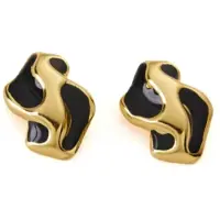 Charme Bijoux Oorbellen -zwart -goudkleurig -panter- steker-