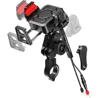 Phreeze PMH14 - Telefoonhouder Motor - Met Draadloze Oplader - 12V Inbouw - USB - Stuur - Motorhouder Telefoon - Sterk Aluminium - 100% Veilig