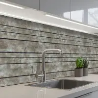 KitchenYeah Keuken achterwand 200x60 cm - Spatscherm zelfklevend Retro - Plank - Patronen - Muurbeschermer - Spatwand fornuis