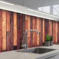 KitchenYeah Keuken achterwand 250x80 cm - Spatscherm zelfklevend Plank - Vintage - Patroon - Muurbeschermer - Spatwand fornuis