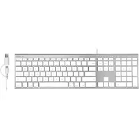 Macally UCACEKEYA2 Super dun bedraad USB toetsenbord voor Mac, Windows PC, iPad en Android tablet - Witte toetsen/Zilverkleurig - US Engels (QWERTY) layout