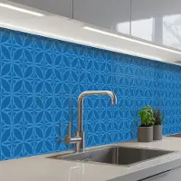 KitchenYeah Keuken achterwand 500x80 cm - Spatscherm zelfklevend Kompas - Blauw - Patronen - Muurbeschermer - Spatwand fornuis